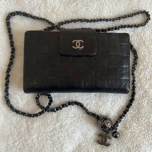 SOLD - Chanel Lucky Charms Bifold Wallet - Black Lambskin converted to WOC